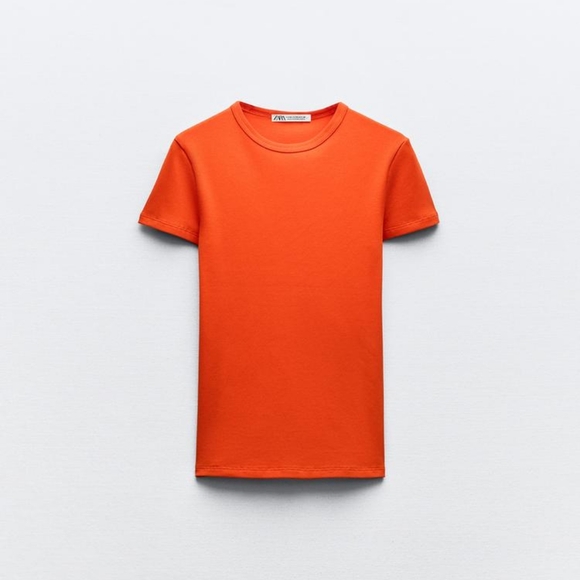 ZARA SHORT SLEEVE RIB TOP - Picture 5 of 7